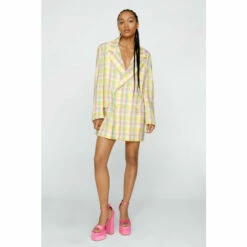 NastyGal Premium Check Print Tailored Blazer Dress For Female