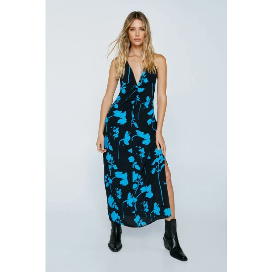 NastyGal Strappy Shadowed Floral Maxi Dress For Female