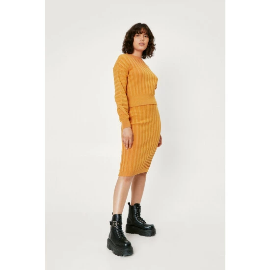 NastyGal Tell Me About Knit Sweater And Midi Skirt Set For Female - Image 2