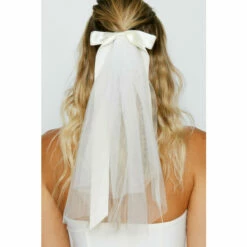 NastyGal Satin Bow Mesh Veil Hair Clip For Female