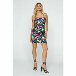 NastyGal Fruit Print Tie Detail Mini Dress For Female