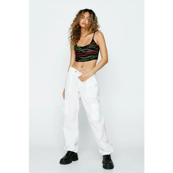 NastyGal Embellished Mesh Cropped Corset Top For Female - Image 2