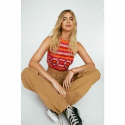 NastyGal Crochet Stripe Crop Top For Female