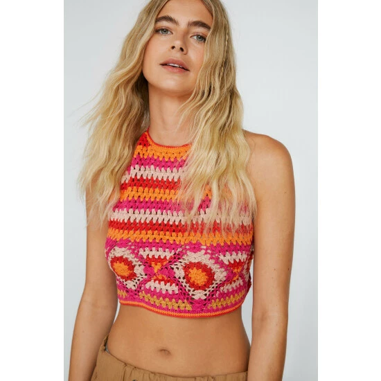 NastyGal Crochet Stripe Crop Top For Female - Image 2