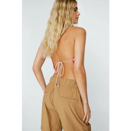 NastyGal Crochet Stripe Crop Top For Female - Image 4