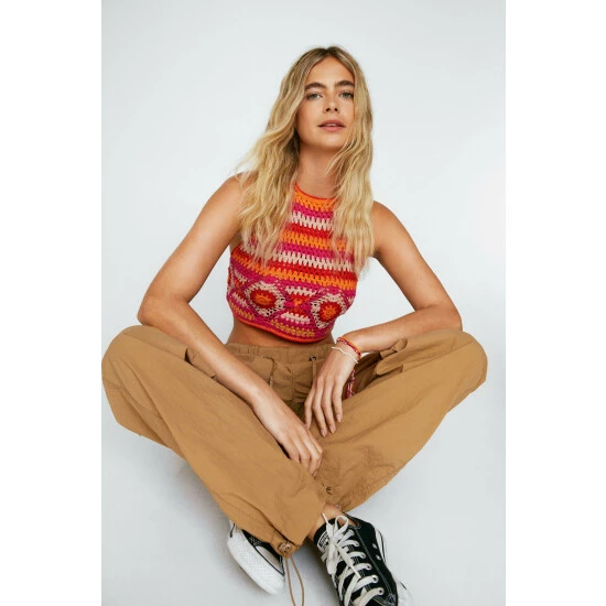 NastyGal Crochet Stripe Crop Top For Female - Image 5