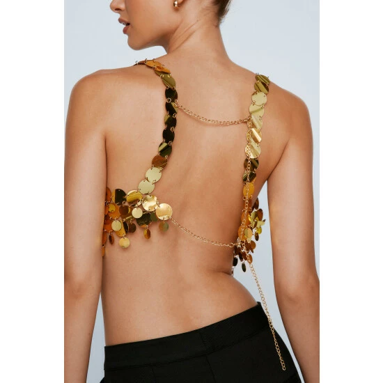 NastyGal Layered Disc Chainmail Cami Top For Female - Image 4