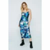 NastyGal Tie Dye Marble Satin Cowl Midi Slip Dress For Female