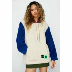 NastyGal Colorblock Oversized Hoodie Fleece For Female