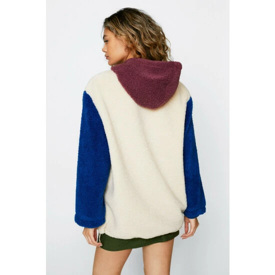 NastyGal Colorblock Oversized Hoodie Fleece For Female - Image 4