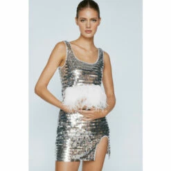 NastyGal Feather Evening Grab Bag For Female