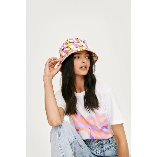NastyGal FVCK CANCER Geometric Graphic Bucket Hat For Female