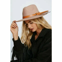 NastyGal Faux Leather Trim Fedora Hat For Female