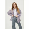 NastyGal Long Sleeve Houndstooth Print Shirt Jacket For Female