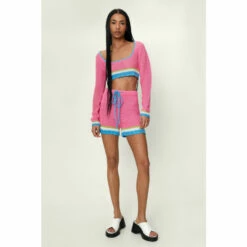 NastyGal Stitch Detail Striped Shorts For Female