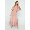 NastyGal Satin Angel Sleeve Tie Side Maxi Dress For Female