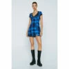 NastyGal Check Lace Trim Mini Dress For Female