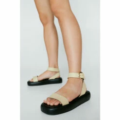 NastyGal Leather Flatform Ankle Strap Sandals For Female