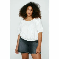 NastyGal Plus Size Poplin Puff Ball Top For Female