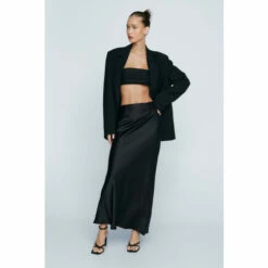 NastyGal Petite Bias Cut Satin Maxi Skirt For Female