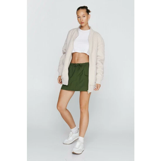 NastyGal Cord Quilted Pocket Detail Bomber Jacket For Female - Image 2