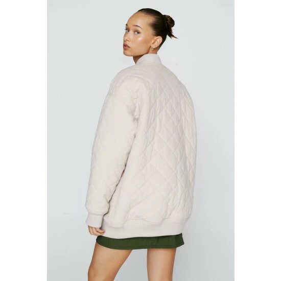 NastyGal Cord Quilted Pocket Detail Bomber Jacket For Female - Image 4
