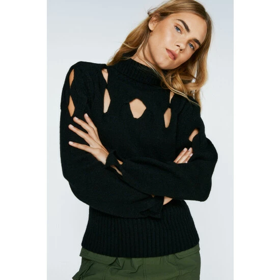 NastyGal High Neck Cut Out Jumper For Female