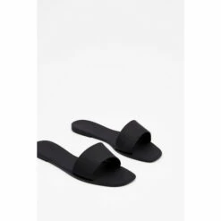 NastyGal Square Toe Faux Leather Flat Sandals For Female