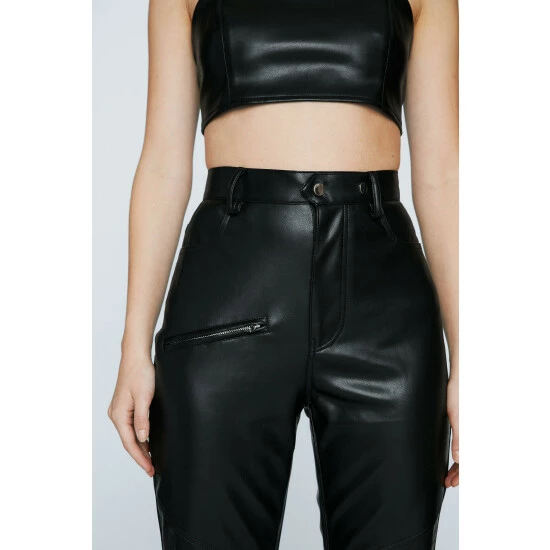 NastyGal Faux Leather Skinny Cargo Trouser For Female - Image 3