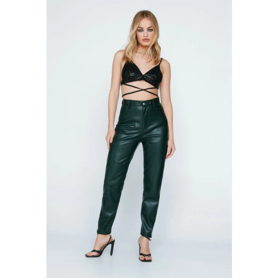 NastyGal Faux Leather Skinny Cargo Trouser For Female - Image 6