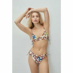 NastyGal Recycled Leaf Tie Shoulder Crop Bikini Set For Female