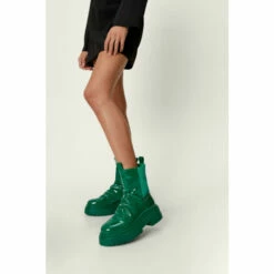 NastyGal Patent Faux Leather Chunky Chelsea Boots For Female