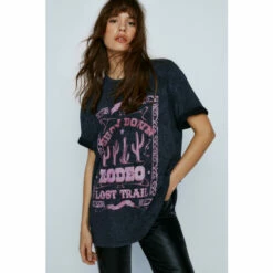 NastyGal Washed Rodeo Graphic Oversized T-shirt For Female