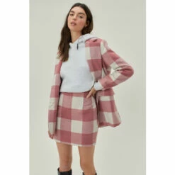 NastyGal Check Print Faux Wool Pelmet Mini Skirt For Female