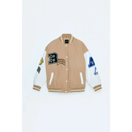 NastyGal Varsity Badged Bomber Jacket For Female