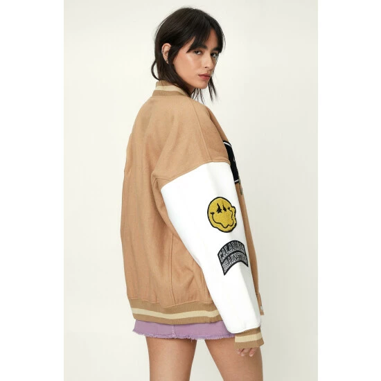 NastyGal Varsity Badged Bomber Jacket For Female - Image 4