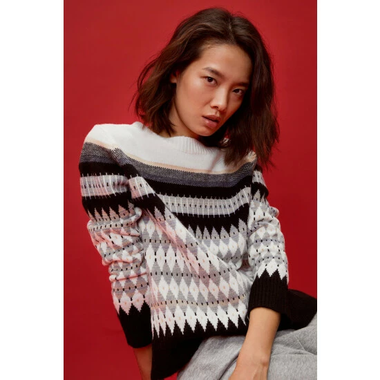 NastyGal Argyle Holiday Pattern Relaxed Sweater For Female