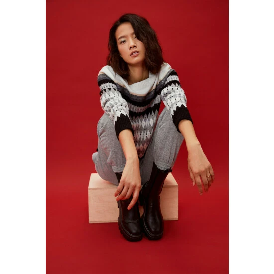 NastyGal Argyle Holiday Pattern Relaxed Sweater For Female - Image 3