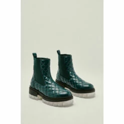 NastyGal Faux Leather Quilted Ice Sole Chelsea Boots For Female