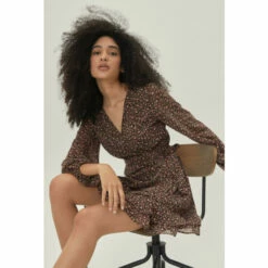 NastyGal Sheer Ditsy Floral Tie Side Tea Dress For Female