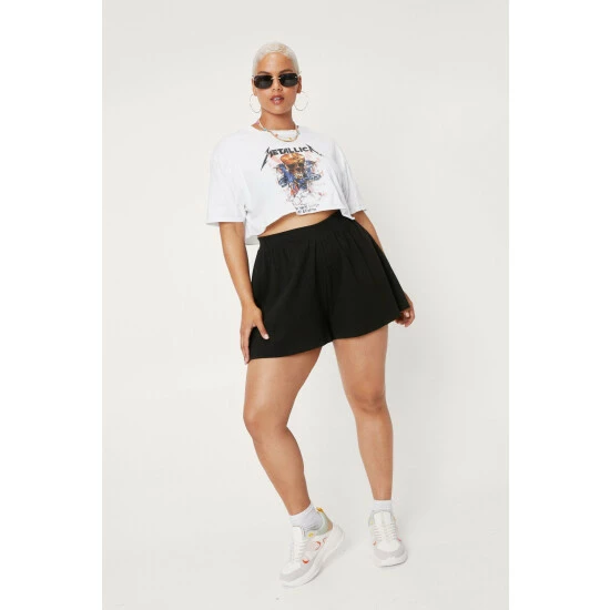 NastyGal Plus Size Ribbed Jersey Shorts For Female - Image 2