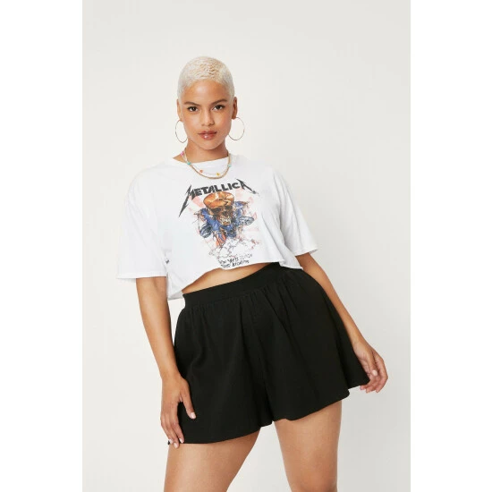 NastyGal Plus Size Ribbed Jersey Shorts For Female - Image 5