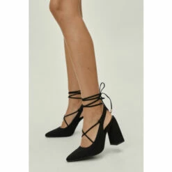 NastyGal Faux Suede Strappy Block Heel Court Shoes For Female