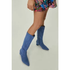 NastyGal Faux Suede Low Block Heel Knee High Boots For Female