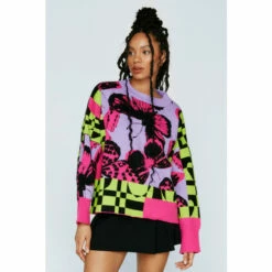 NastyGal Butterfly Crew Neck Knitted Jumper For Female