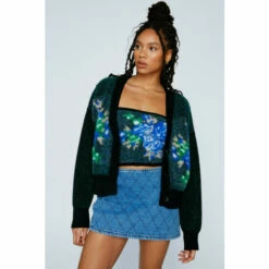 NastyGal Floral Knitted Cardigan For Female