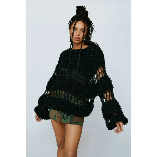 NastyGal Open Panelled Knitted Jumper For Female - Image 3