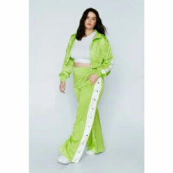 NastyGal Plus Satin Popper Detail Trouser For Female