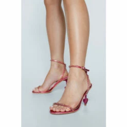 NastyGal Metallic Diamante 2 Part Heart Heel For Female