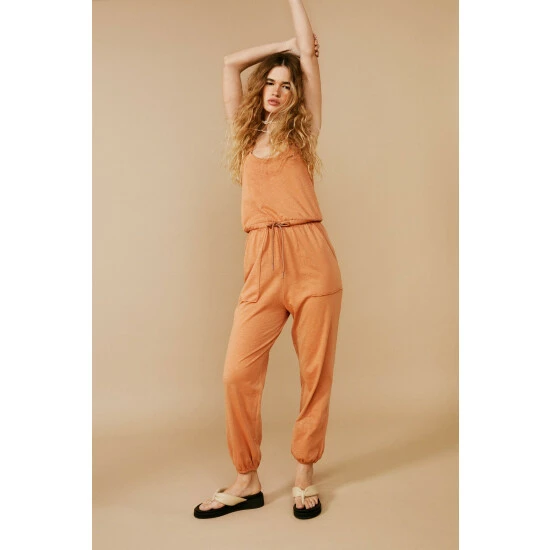 NastyGal Jersey Slub Tie Waist Detail Jumpsuit For Female - Image 6